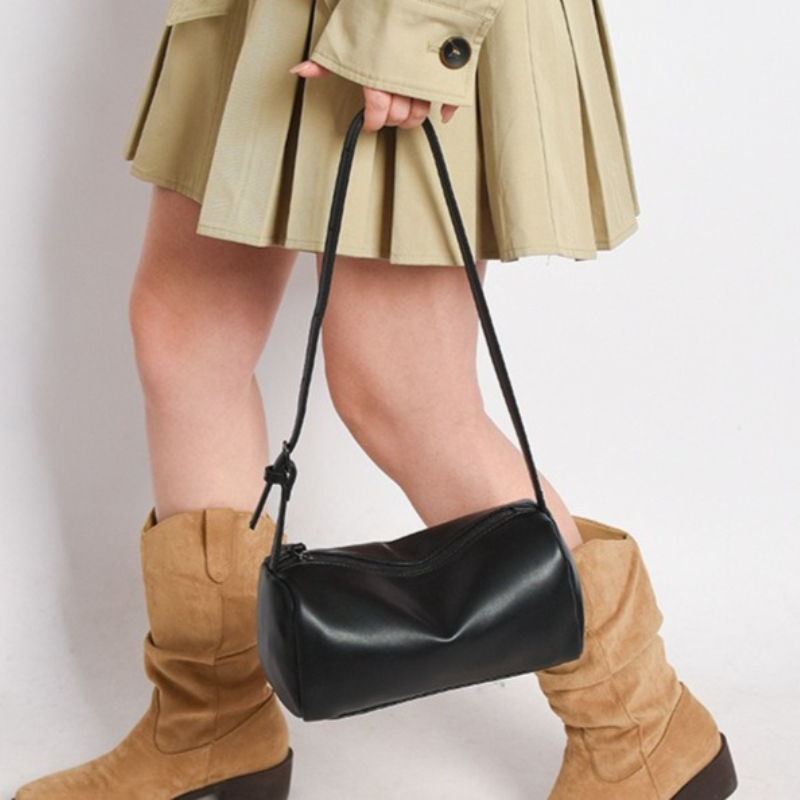 Women Bags 2026 Trends - スプリットレザー 90年代風ペンバッグ 2026年新作 高級デザイン ソフト牛革 ミニワンショルダー