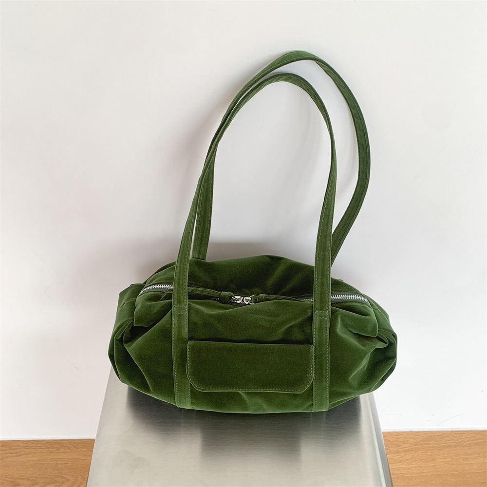 Women Hand Bags For Office - ヴィンテージ風ベルベット素材のレディースボストンバッグ。大容量で高級感のあるデザイン。女性用ショルダーバッグとして、通勤やオフィスでの使用に最適。