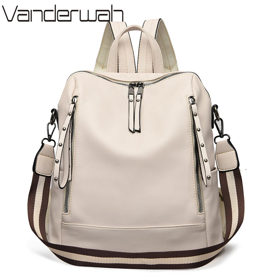 Women Bags Branded - デラックスブランドのソフトレザーバックパック,防水,プレッピースタイル,多機能,若い学生向け