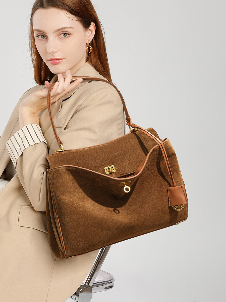 秋冬レディーススエード本革バッグ ショルダーハンドバッグ 大 - Women Bags On Sale のレビューと価格