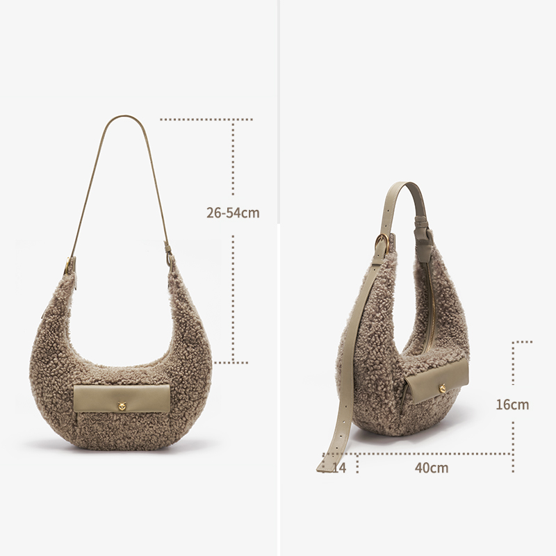 女性用半円形ウールバッグ,ミニマリストの脇毛キャリー,カジュ - Women Bags Branded のレビューと価格