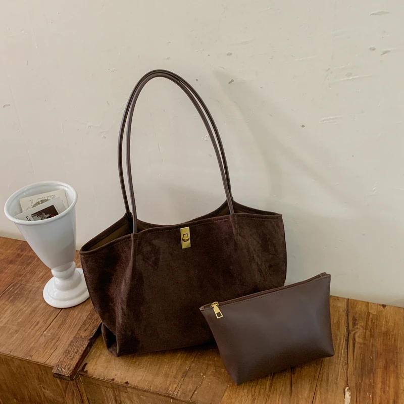 レトロなレオパード柄のスエード製トートバッグ。高級感のある大 - Women'S Bags Handbags のレビューと価格